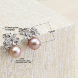 Natural Pearl flower earrings,Pearl with 925 Sterling Silver earring,Birthday gift Jewelry Accessories earrings for women White