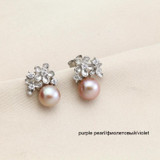 Natural Pearl flower earrings,Pearl with 925 Sterling Silver earring,Birthday gift Jewelry Accessories earrings for women White