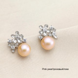 Natural Pearl flower earrings,Pearl with 925 Sterling Silver earring,Birthday gift Jewelry Accessories earrings for women White