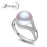 Natural pearl rings wedding freshwater Black Rings for Women adjustable ring 925 silver jewelry girl engagement Birthday Gift