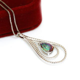 Natural Mystic Fire Rainbow Topaz Pendent Charm Genuine Solid 925 Sterling Silver Fashion Designer For Lover Women Mother 2016