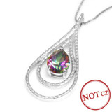Natural Mystic Fire Rainbow Topaz Pendent Charm Genuine Solid 925 Sterling Silver Fashion Designer For Lover Women Mother 2016