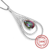 Natural Mystic Fire Rainbow Topaz Pendent Charm Genuine Solid 925 Sterling Silver Fashion Designer For Lover Women Mother 2016