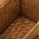 Natural handmade rattan storage box with lid for clothes and toys weave sundries organizer made of seaweed vintage straw basket