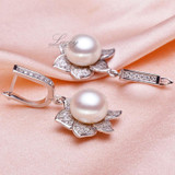 Natural big pearl earrings jewelry 925 Sterling silver pearl stud earrings earrings for women real pearl earring for mother gift