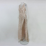 NATTEMAID 2017 Spring Women vintage dress Apparel Sexy sequin tassel beach party Club Wear Maxi long dresses Gold sequined Robe
