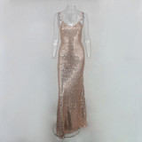 NATTEMAID 2017 Christmas night Party Dress Sexy Women Gold Sequin Long Dresses Floor length Backless Maxi Vestido De Festa
