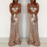 NATTEMAID 2017 Christmas night Party Dress Sexy Women Gold Sequin Long Dresses Floor length Backless Maxi Vestido De Festa