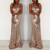 NATTEMAID 2017 Christmas night Party Dress Sexy Women Gold Sequin Long Dresses Floor length Backless Maxi Vestido De Festa