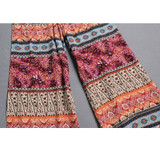 National Style Totem Printed Baggy Pants Bohemia Loose Wide Legs Pants Trouser For Women Casual Harem Pant Loose Preppy Trousers
