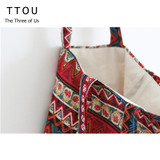 National Style Women Handbags Canvas Bag Shopping Bag Foldable Reusable Grocery Bags Cotton Fabirc Eco Tote Bag Wholesale