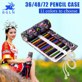 National Embroidery Pencils Pouch Bag 36/48/72 Holes Roll Brush Case cartucheras para lapices Gift Bag Art Supplies