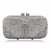 Natassie Brand Women Luxury Crystal evening Bag Bow Knot Style Wedding Clutches With Metal Shoulder Chain