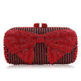 Natassie Brand Women Luxury Crystal evening Bag Bow Knot Style Wedding Clutches With Metal Shoulder Chain