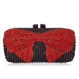 Natassie Brand Women Luxury Crystal evening Bag Bow Knot Style Wedding Clutches With Metal Shoulder Chain