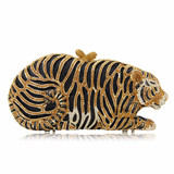 NATASSIE Women Bag Luxury Crystal Evening Clutch Tiger Shape Clutches Purses Party Gold Bags
