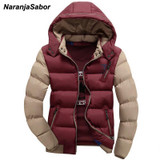 NaranjaSabor 6 Colors 2017 Winter Men's Thick Coats Warm Hooded Padded Mens Casual Jackets Male Overcoat Mens Brand Clothing 4XL