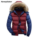 NaranjaSabor 2017 Winter Men's Thick Coats Hooded Down Parka Warm Mens Jackets Breathable Male Overcoat Mens Brand Clothing 4XL