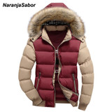 NaranjaSabor 2017 Winter Men's Thick Coats Hooded Down Parka Warm Mens Jackets Breathable Male Overcoat Mens Brand Clothing 4XL