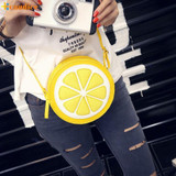 Naivety PU Leather Fashion Women Handbag Personality Round Lemon Shaped Shoulder Bag Zipper Purse 10S70105 drop shipping
