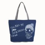 Naivety Women Bag New Fashion Cute Cartoon Printing Casual Canvas Tote Lady Shoulder Handbag JUL13 drop shipping