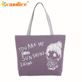 Naivety Women Bag New Fashion Cute Cartoon Printing Casual Canvas Tote Lady Shoulder Handbag JUL13 drop shipping