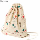 Naivety New Women Backpack Retro Printing Drawstring Bags Fashion Shopping Tote Bag S6095 drop shipping