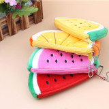 NAI YUE Lovely Short Plush Watermelon Coin Bag Purse Wallet Pencil Case Plush Large Pen Bag For Kids Lovely Watermelon Coin Bag