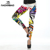 NADANBAO New style leggins  Fashion Colorful Comic Doodles Printed Leggins  Female  Women Leggings women pant