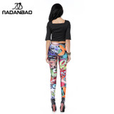 NADANBAO New Design Leggins Fashion Elastic Graffiti Spray Digital Leggins Printed Women Leggings Women Pants
