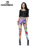 NADANBAO New Design Leggins Fashion Elastic Graffiti Spray Digital Leggins Printed Women Leggings Women Pants