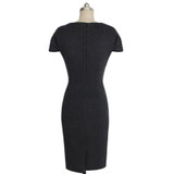 Vfemage Women Elegant Vintage Pinup Bow Ruched Tunic Business Casual Wear To Work Party Stretch Bodycon Pencil Sheath Dress 266