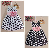 Princess Baby Kids Girls Party Wedding Polka Dot Flower Gown Fancy Dress 2-7Y