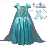 Princess Anna Elsa Dress Cosplay Costume Custom Kids Princess Dress Sequined Cotton Costume Baby Girls Dress Vestidos Children