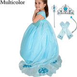 Princess Anna Elsa Dress Cosplay Costume Custom Kids Princess Dress Sequined Cotton Costume Baby Girls Dress Vestidos Children