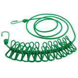Portable Retractable Clothesline Rope With Clips Outdoor Camping Laundry Drying Supplies Windproof PVC Stainless Steel 12Clips