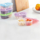 Portable New Plastic Food Storage Box 2 Lattices Sealed Crisper Grains Tank Storage Kitchen Sorting Food Storage Box Container