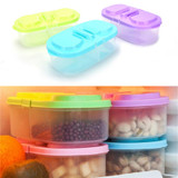 Portable New Plastic Food Storage Box 2 Lattices Sealed Crisper Grains Tank Storage Kitchen Sorting Food Storage Box Container