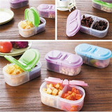 Portable New Plastic Food Storage Box 2 Lattices Sealed Crisper Grains Tank Storage Kitchen Sorting Food Storage Box Container