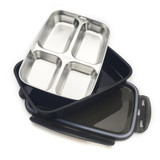 Portable Black Japanese Bento Lunchbox Stainless steel Thermal Lunch Boxs Adults Picnic Food Container For Food Storage 4-Grids
