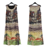 Popular Women Sleeveless Silk Chiffon Long Maxi Dress Summer Beach Sundress Fashion