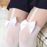 Popular Sexy Girl Women Sexy velvet Tights fake High Stocking Pantyhose Mock Bow Suspender High Knee Tattoo Tights