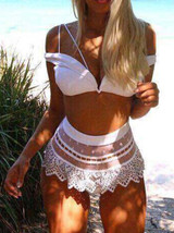 Popular Lace Two-Pieces Spaghetti Neck Bikini Swimwear
