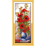 Poppy Celadon Vase Counted Cross Stitch 11CT 14CT Cross Stitch flowers Cross Stitch Kits for Embroidery Home Decor Needlework