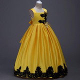 Popodion flower girl dresses yellow ball gown pageant dresses for girls flower girl dresses for weddings vestido longo FGD10093
