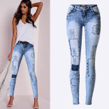 Pop Slim Pencil Pants Women 2017 Stretch Hole Ripped Jeans Ladies Fashion Skinny Denim Trousers Femme Pantalon