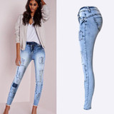 Pop Slim Pencil Pants Women 2017 Stretch Hole Ripped Jeans Ladies Fashion Skinny Denim Trousers Femme Pantalon