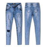 Pop Slim Pencil Pants Women 2017 Stretch Hole Ripped Jeans Ladies Fashion Skinny Denim Trousers Femme Pantalon