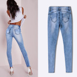 Pop Slim Pencil Pants Women 2017 Stretch Hole Ripped Jeans Ladies Fashion Skinny Denim Trousers Femme Pantalon
