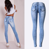 Pop Slim Pencil Pants Women 2017 Stretch Hole Ripped Jeans Ladies Fashion Skinny Denim Trousers Femme Pantalon